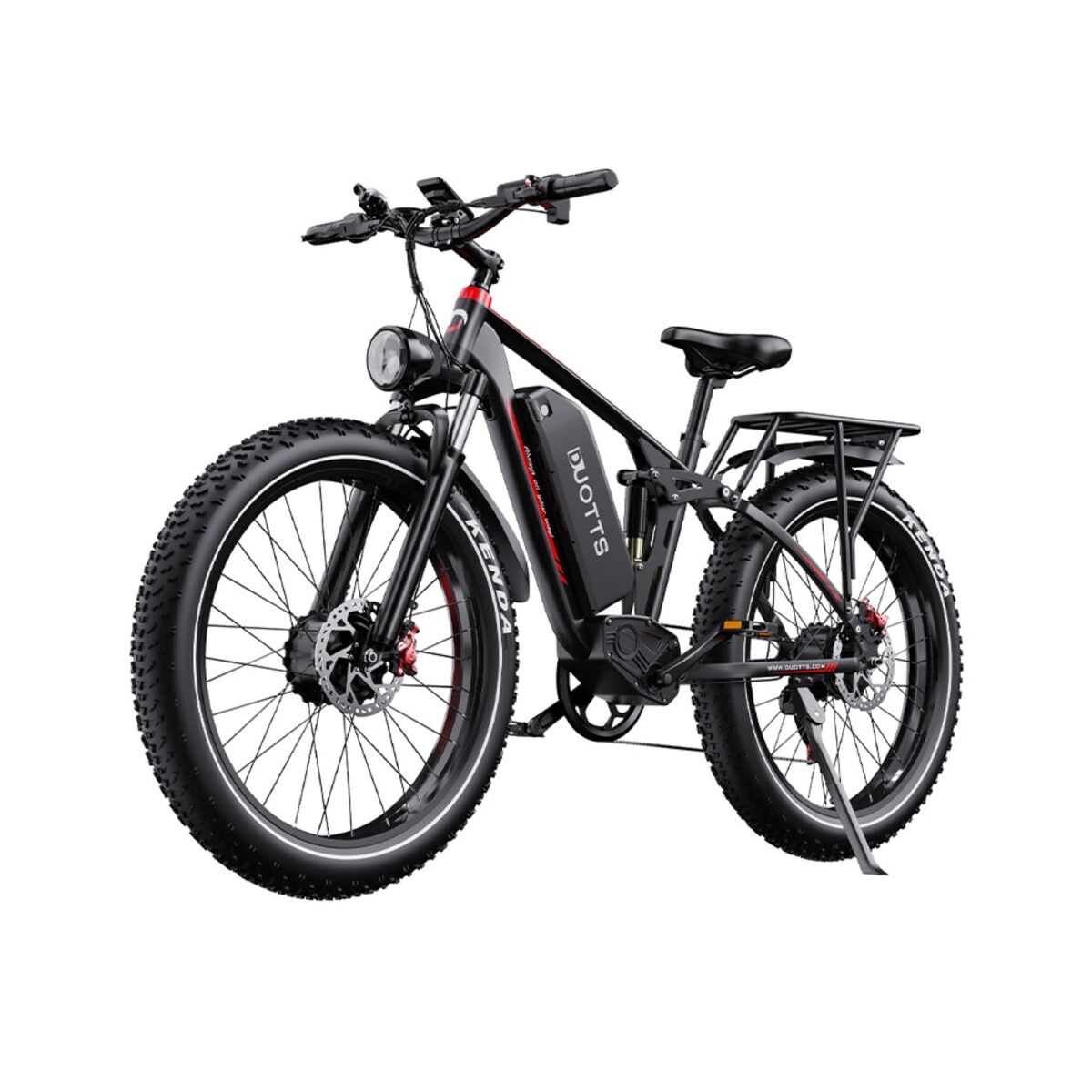 Bicicleta elétrica | duotts | s26 | 1500w 48v20ah 26" freios a disco - preto-vermelho