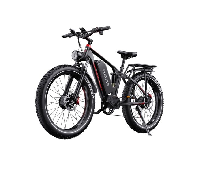 Bicicleta elétrica | duotts | s26 | 1500w 48v20ah 26" freios a disco - preto-vermelho