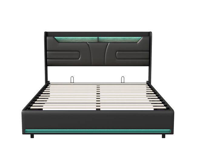 Cama 160x200cm, cama de casal, led, usb
