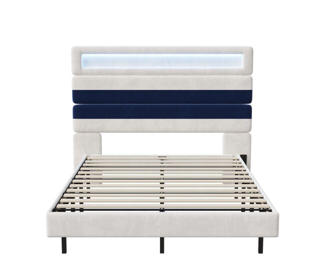 Cama 140x190cm, usb, led, cama jovem, cama individual