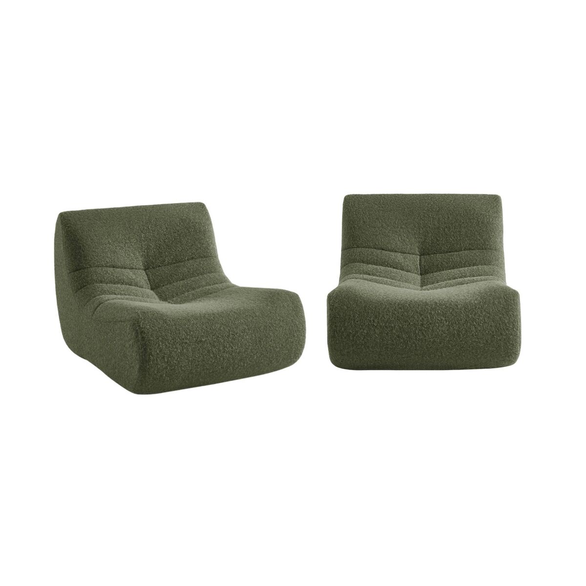 Módulos de sofá em efeito alpaca embalados a vácuo, 2 lugares, sokol alpaca, verde caqui, 91x105x72 cm