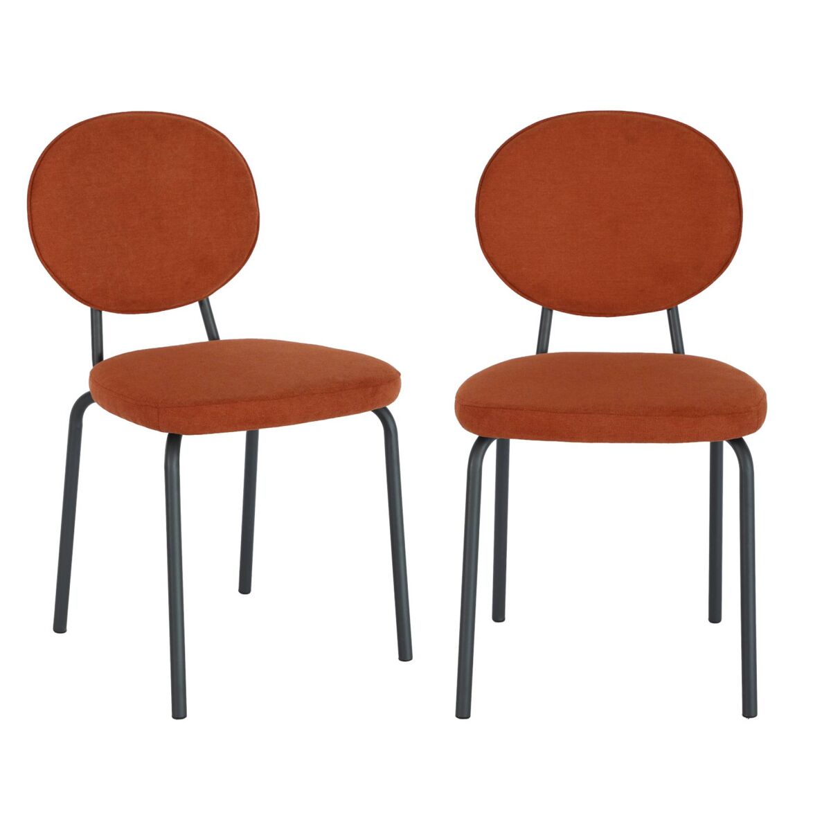 Cadeira vintage de metal revestida em tecido, set de 2 terracota - 51x44x82 cm