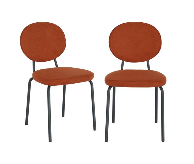 Cadeira vintage de metal revestida em tecido, set de 2 terracota - 51x44x82 cm