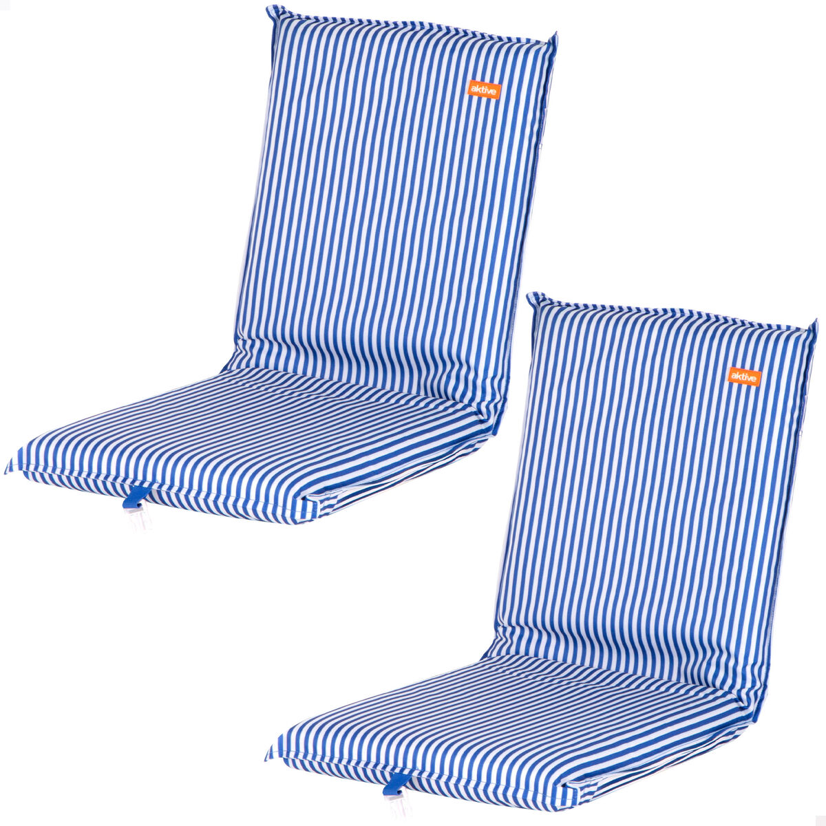 Aktive pack 2 cadeiras praia baixas com múltiplas posiçõe, 40x48x56 cm listras azuis, com bolso traseiro