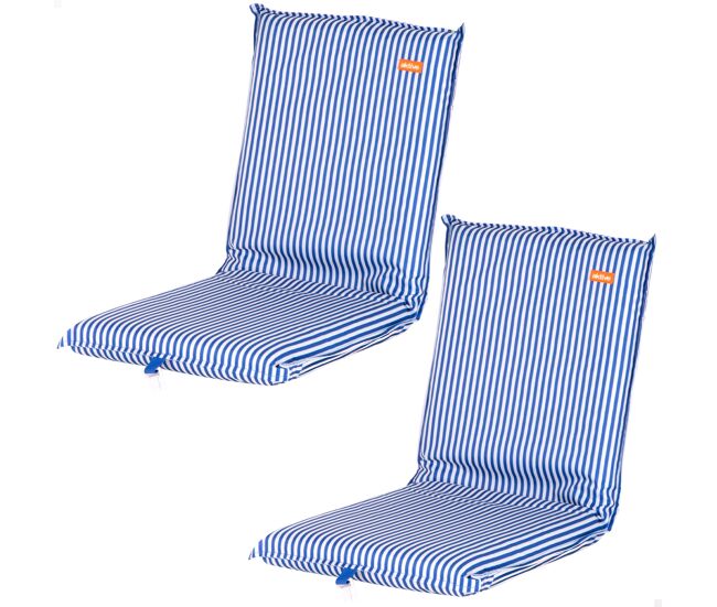 Aktive pack 2 cadeiras praia baixas com múltiplas posiçõe, 40x48x56 cm listras azuis, com bolso traseiro