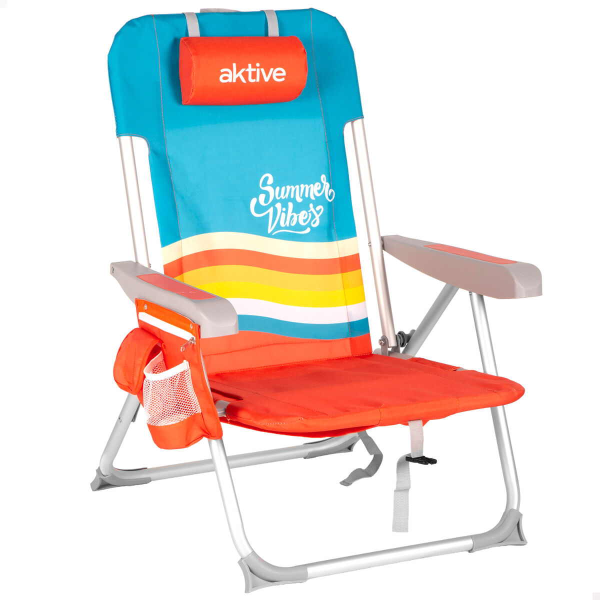 Aktive cadeira de praia multifuncional 50x60x85 cm multicolorida com bolsos