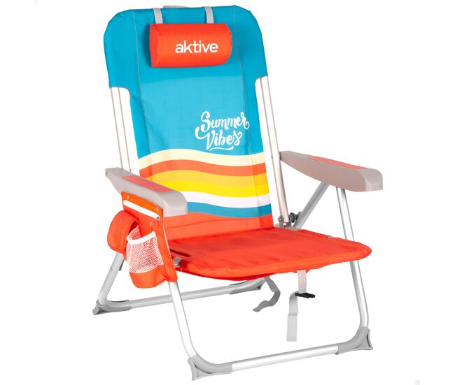 Aktive cadeira de praia multifuncional 50x60x85 cm multicolorida com bolsos