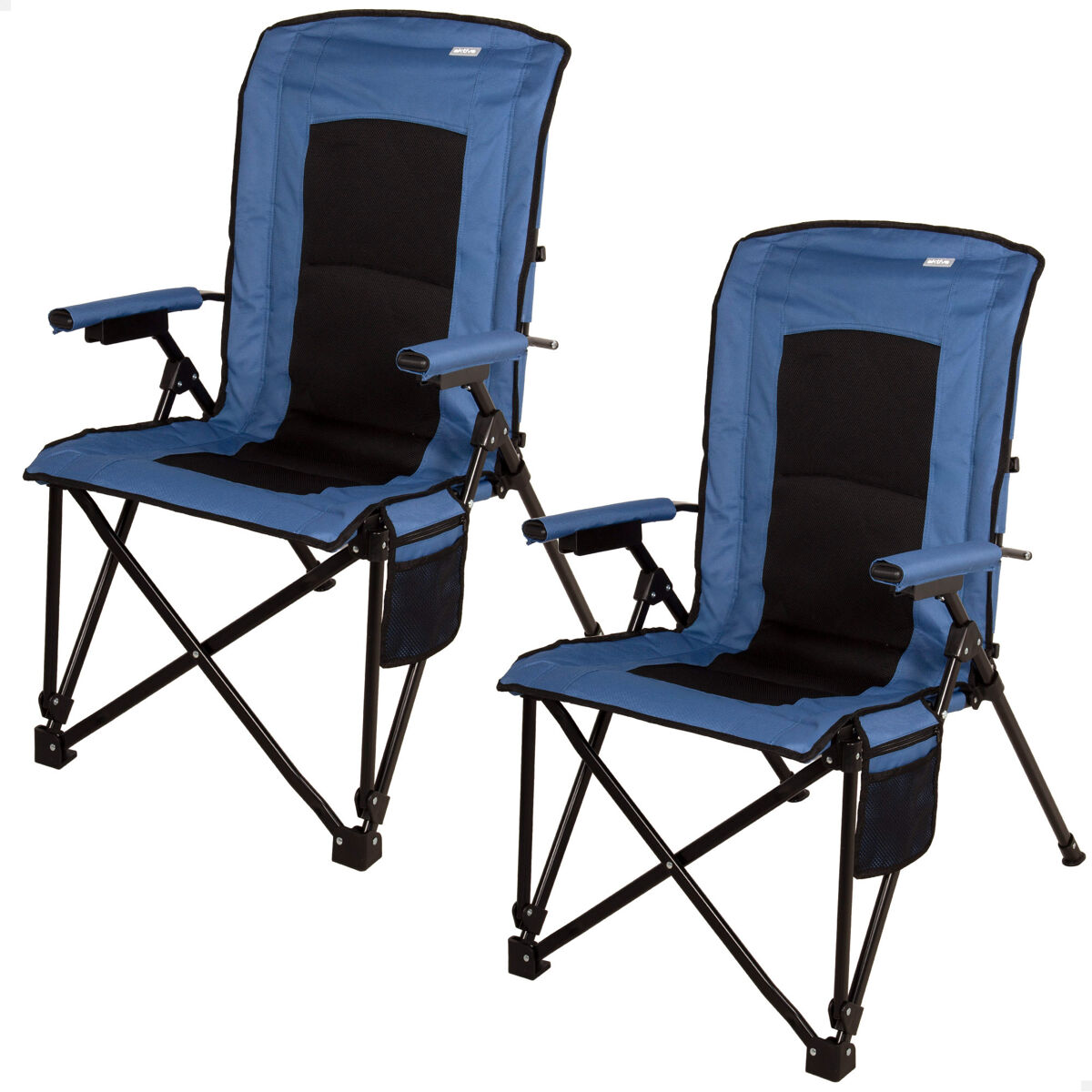 Aktive pack 2 cadeiras altas de camping 54x80x103 cm com bolsos