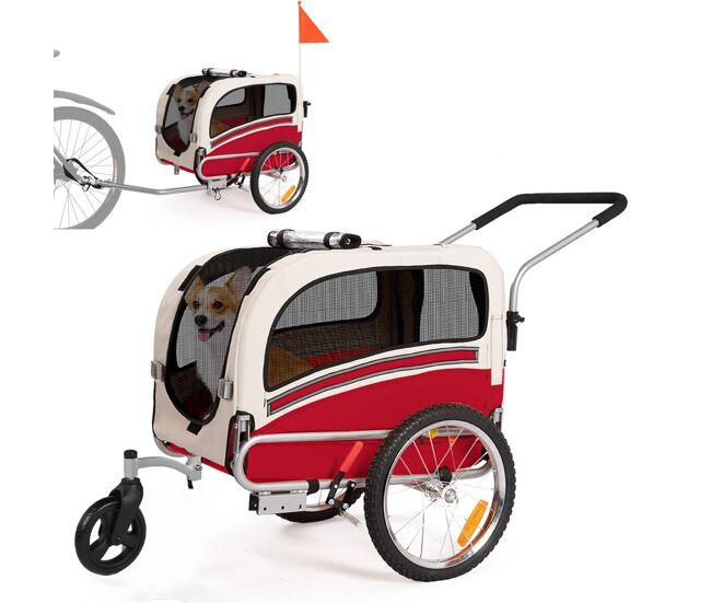 Carrinho pet trailer sepnine 20303b dobrável 30kg, rodas 40cm - rouge