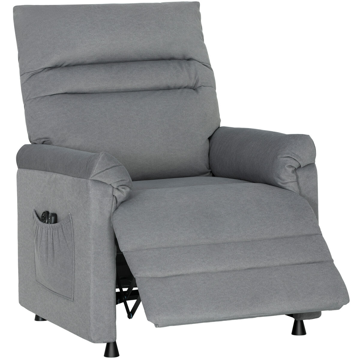 Poltrona électrique reclinável relax com aquecimento lombar, massagem, vibração, motor silencioso, função de memória, gris.