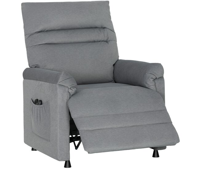 Poltrona électrique reclinável relax com aquecimento lombar, massagem, vibração, motor silencioso, função de memória, gris.