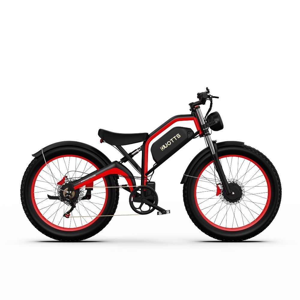 Bicicleta électrique duotts n26 - bateria 48v20ah autonomia 60km freios a disco - noir rouge