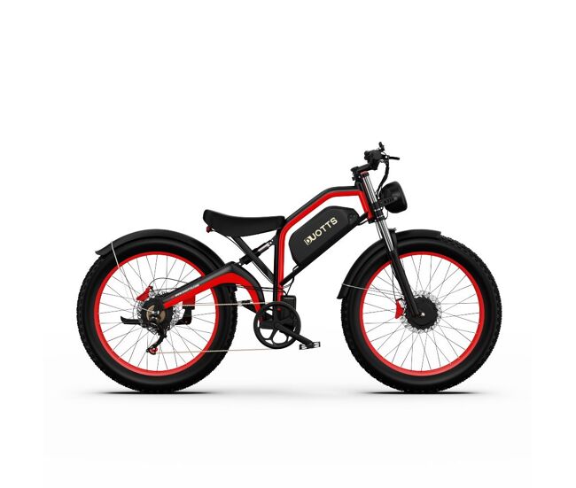 Bicicleta électrique duotts n26 - bateria 48v20ah autonomia 60km freios a disco - noir rouge