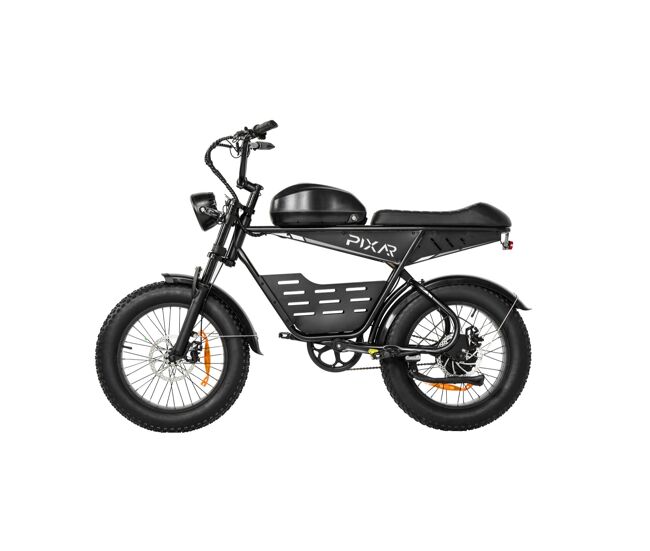 Pixar super v 48v 15.6ah 20x4 bicicleta elétrica preta freio a disco
