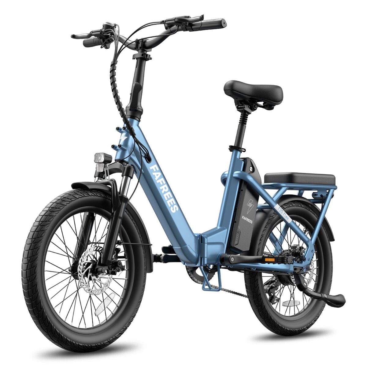 Bicicleta électrique flexível fafrees f20 - motor de 250 w, pneus de 20 polegadas, freios a disco mecânicos - gris-azulado