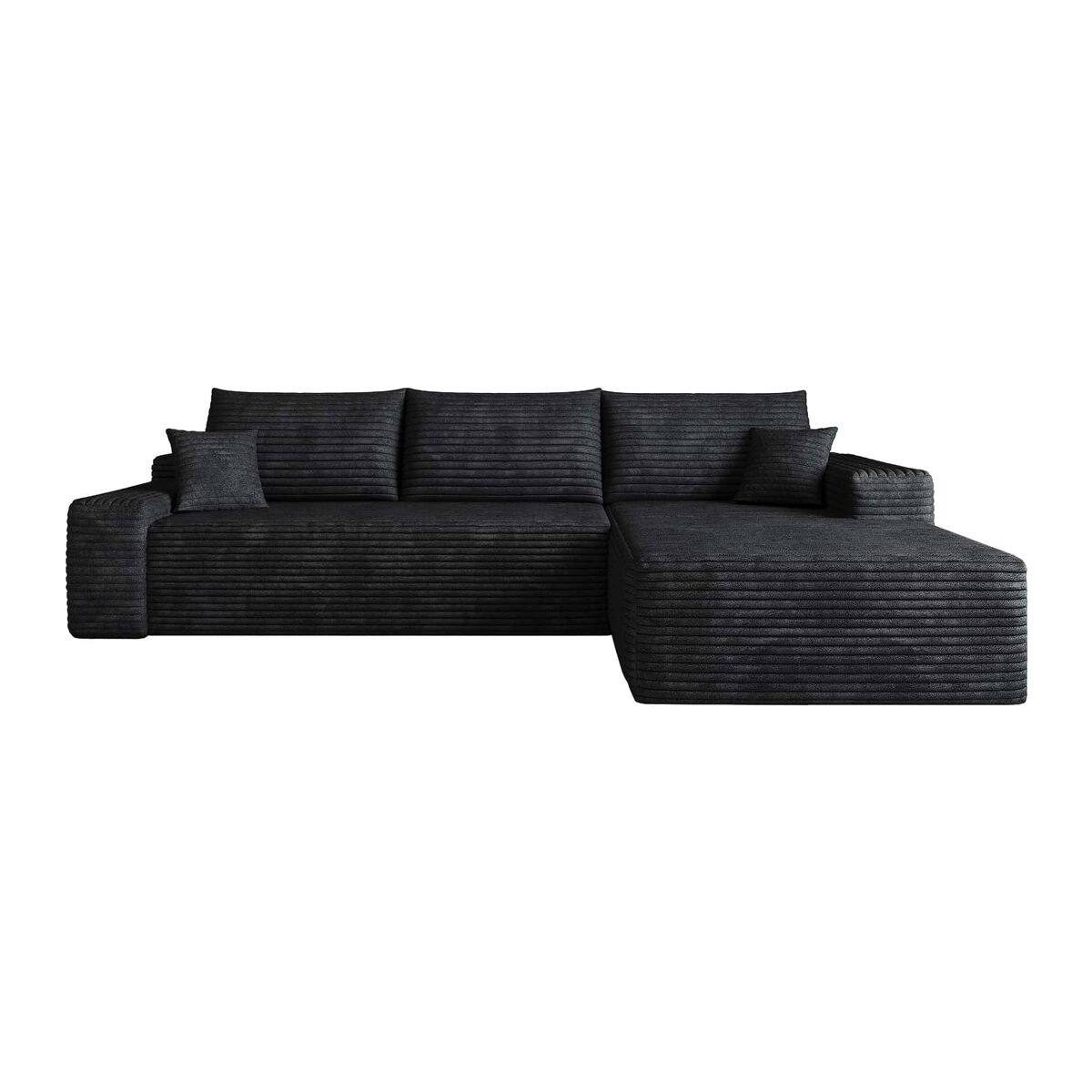 Sofá modular de canto de 270 cm - chaise longue em l, assento profundo, sem montagem, modular compactado - preto