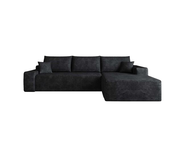 Sofá modular de canto de 270 cm - chaise longue em l, assento profundo, sem montagem, modular compactado - preto