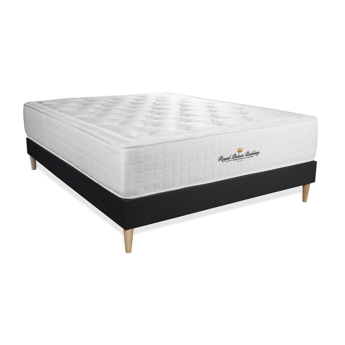Conjunto de estrado preto + colchão royal palace bedding buckingham (135x200 cm - espuma viscoelástica- altura: 30 cm)