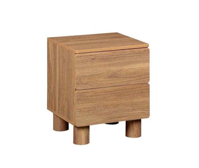 Mesa de cabeceira com efeito madeira com 2 gavetas, ayana, madeira de nogueira, 40x38x48 cm