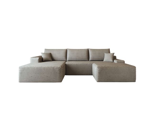 Sofá modular de canto de 270 cm - 3 lugares, chaise longue em l, assento profundo sem montagem - camel