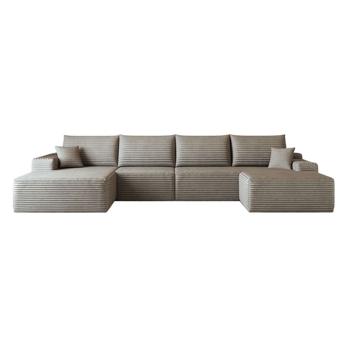 Sofá modular de canto de 340 cm - 4 lugares, chaise longue em l, assento profundo, sem montagem - camel