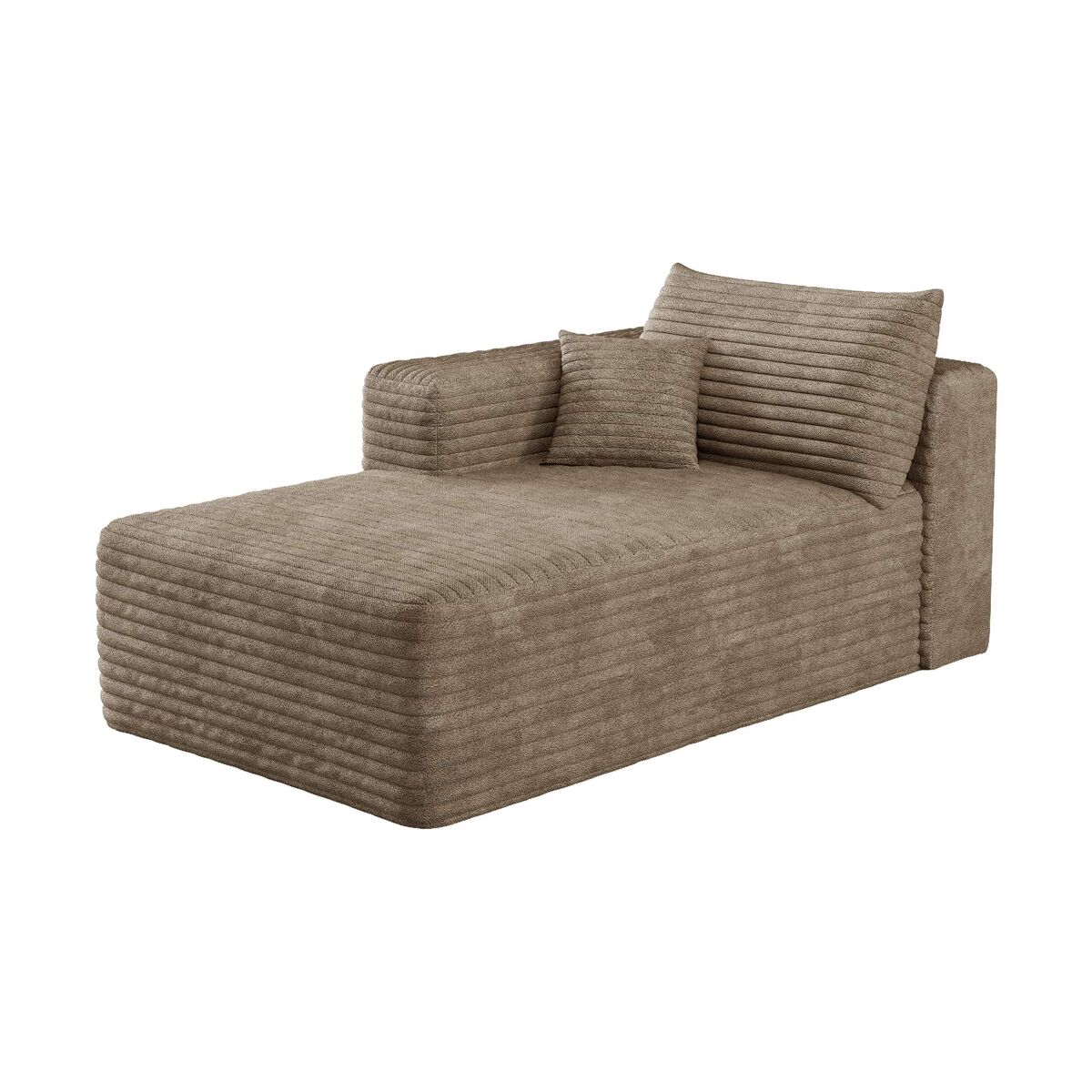 Módulo de sofá-cama 151 x 90 x 58 cm - estofo em veludo cotelê, assento individual modular - camel
