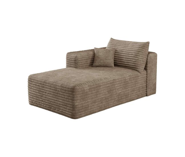 Módulo de sofá-cama 151 x 90 x 58 cm - estofo em veludo cotelê, assento individual modular - camel