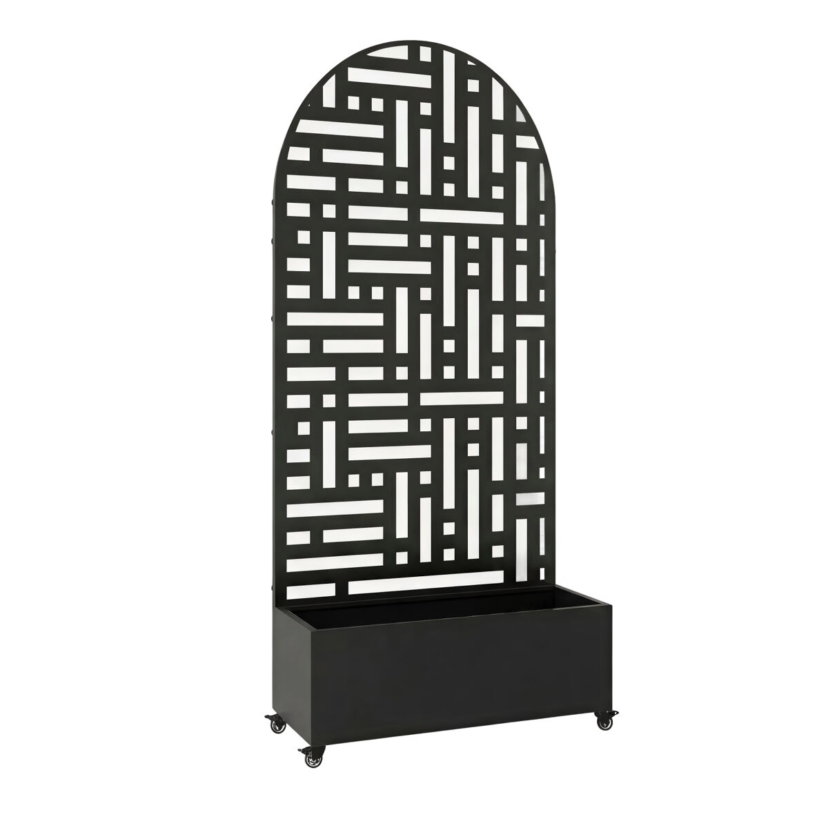 Divisória bernalda com floreira em forma de arco aço 190x82x38 cm preto [casa.pro]