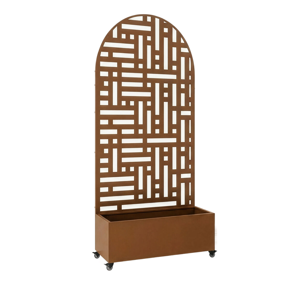 Divisória bernalda com floreira em forma de arco acier 190x82x38 cm castanho [casa.pro]