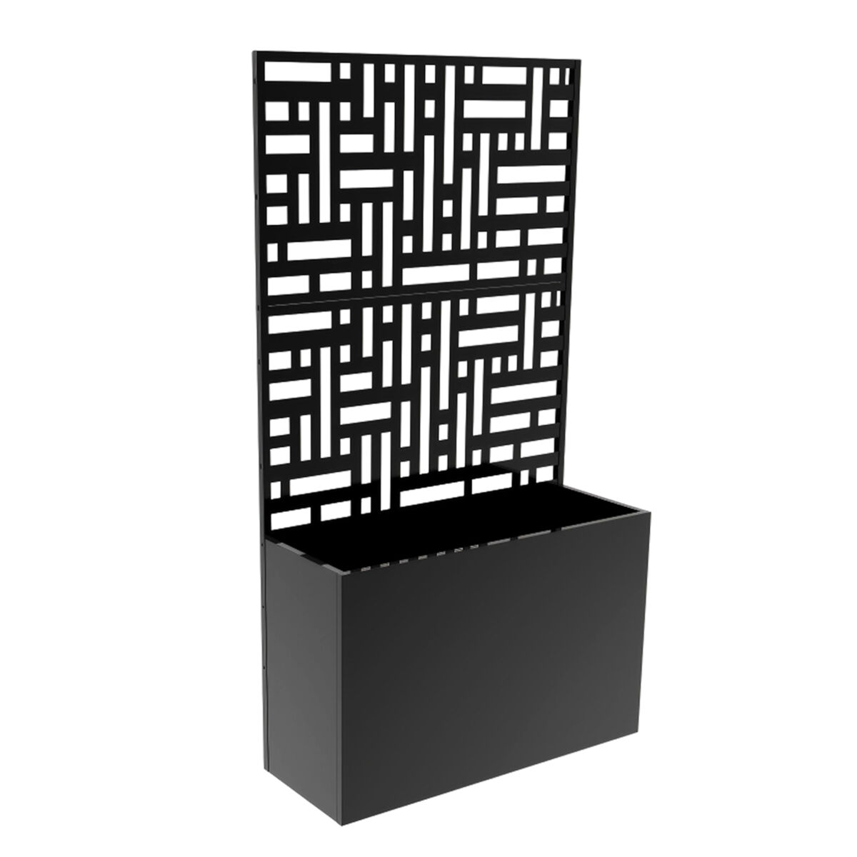 Divisória bernalda com floreira rodízios acier 146x83x31cm noir casa.pro