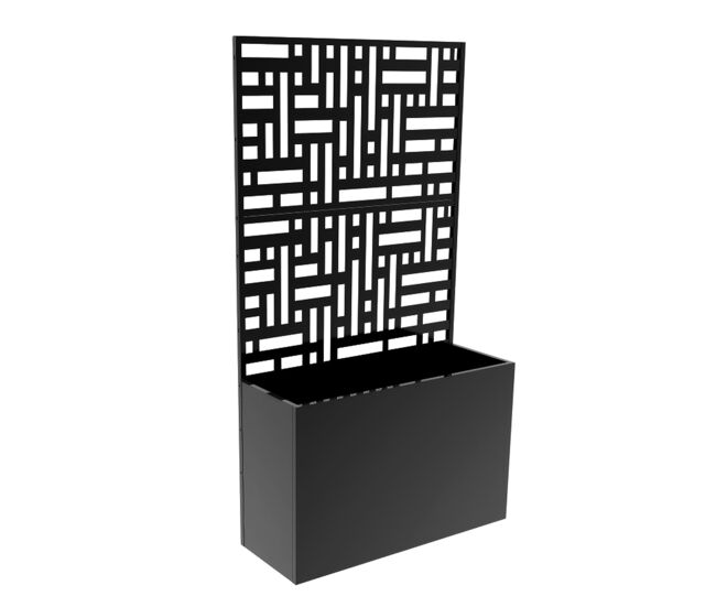 Divisória bernalda com floreira rodízios acier 146x83x31cm noir casa.pro