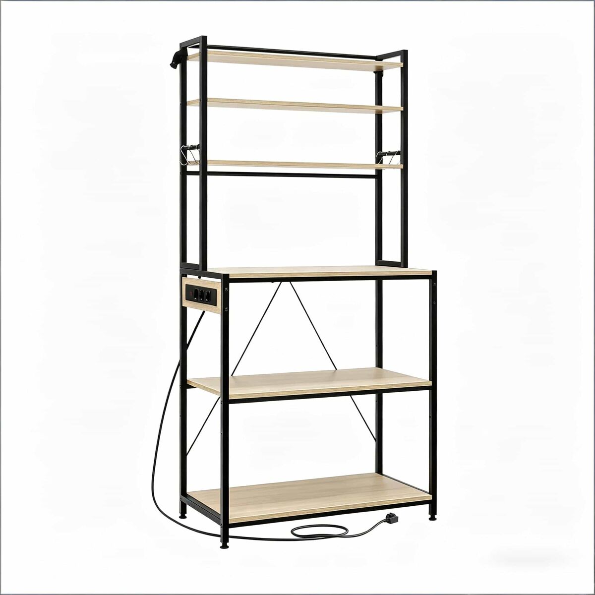 Mesa de café 40x80x167 cm - com tomadas, étagère de arrumação multifuncional, estilo moderno - carvalho claro