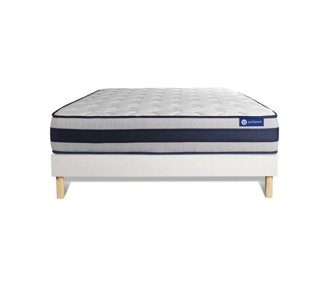 Conjunto de estrado branco + colchão actisom actiflex ergo (135x190 cm - molas ensacadas y viscoelástica- altura: 24 cm)