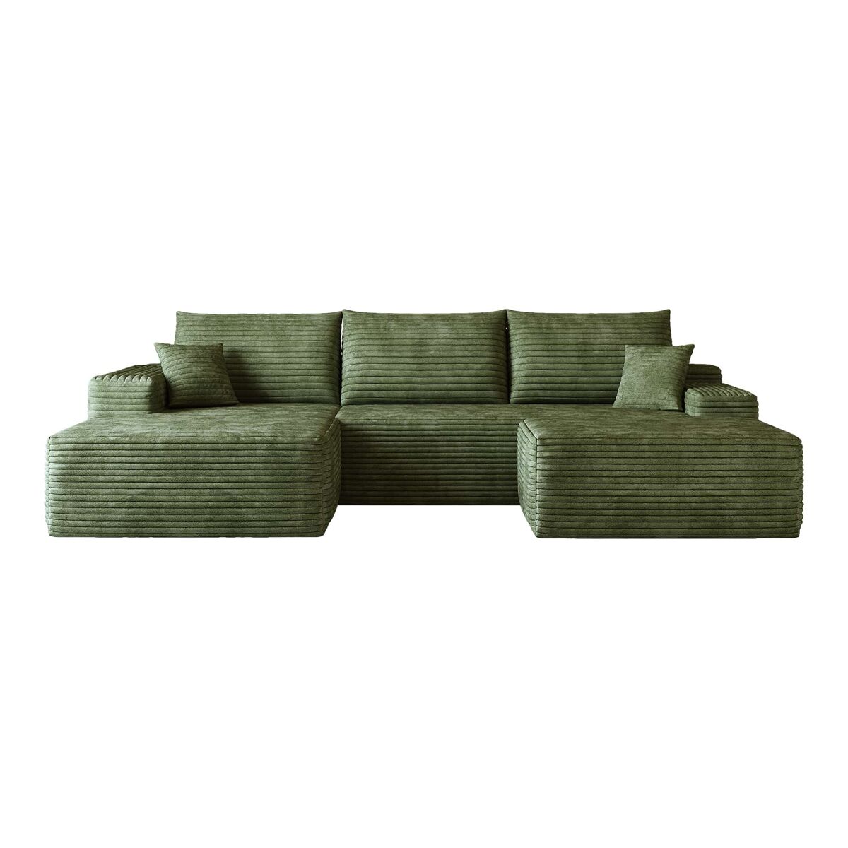Sofá modular de canto de 270 cm - chaise longue em l, assento profundo, sem montagem, sofá compactado - verde