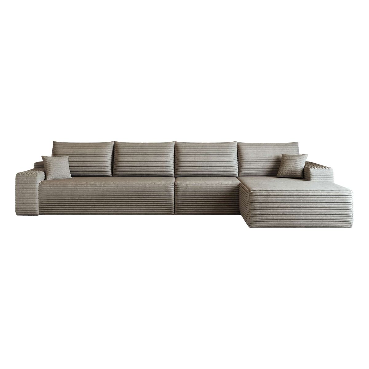 Sofá modular de canto de 340 cm - chaise longue em l, assento profundo, sem montagem, 4 lugares - camel