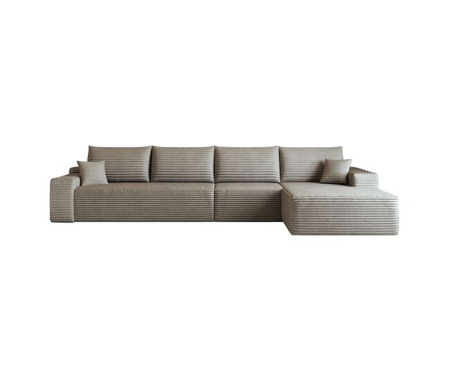 Sofá modular de canto de 340 cm - chaise longue em l, assento profundo, sem montagem, 4 lugares - camel
