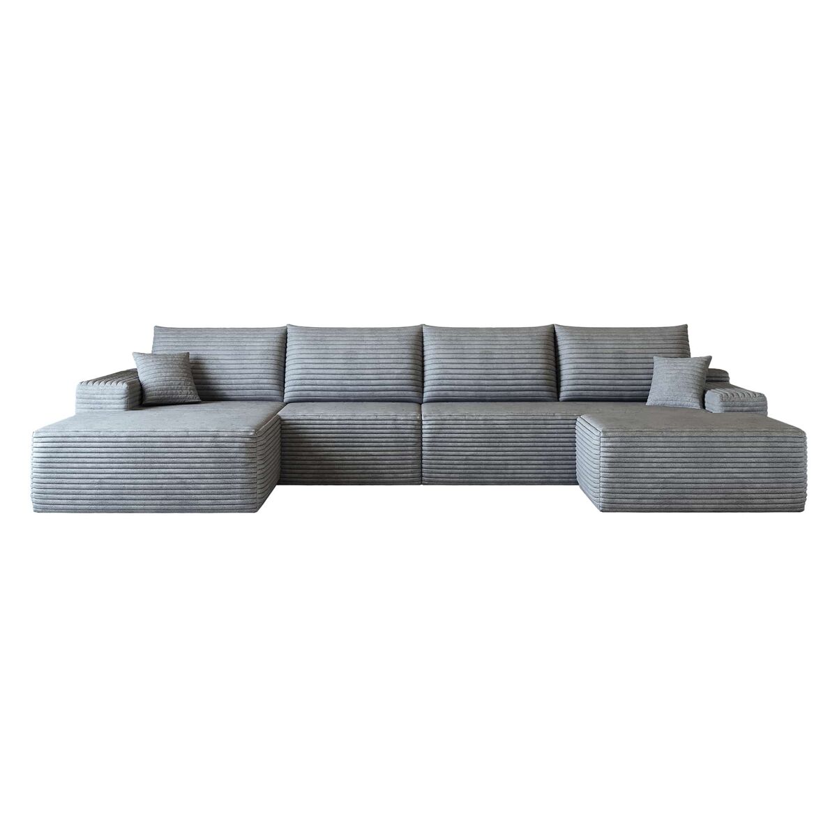 Sofá modular de canto de 340 cm - chaise longue em l, assento profundo, sem montagem, modular compactado - gris