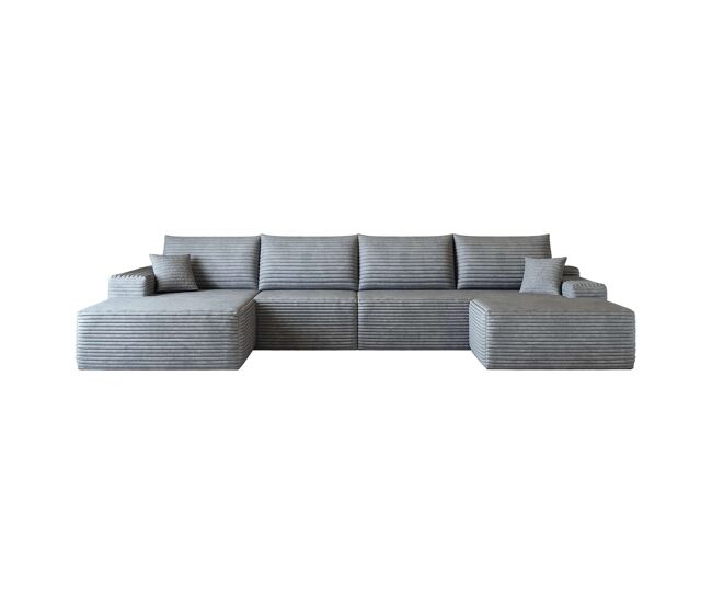Sofá modular de canto de 340 cm - chaise longue em l, assento profundo, sem montagem, modular compactado - gris