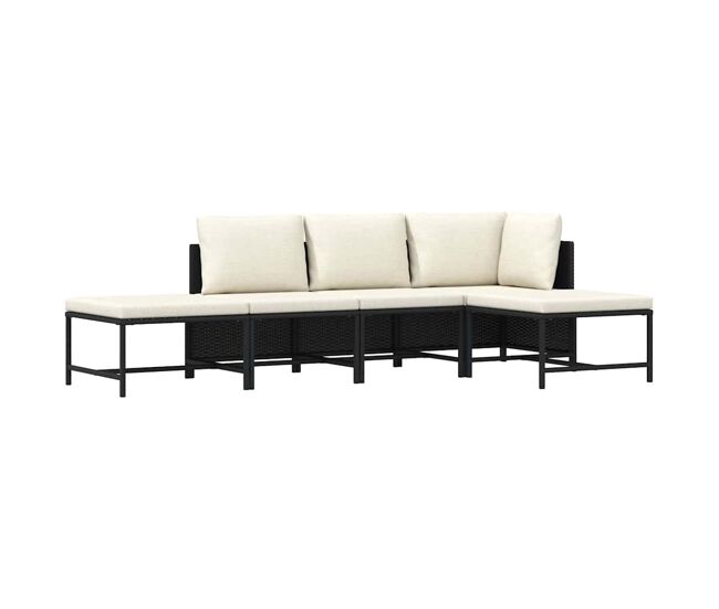 Vidaxl 5 pcs conjunto sofás de jardim com almofadões vime pe preto