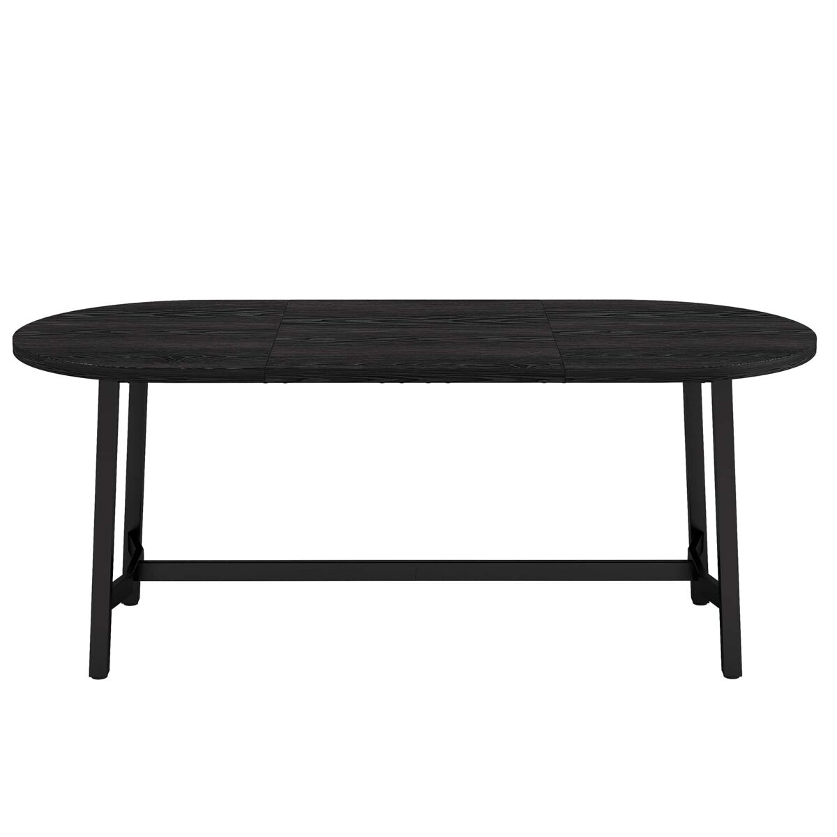 Mesa de jantar 180 x 80 x 75 cm — estilo simples, cantos arredondados, pernas de ferro, para 6 a 8 pessoas — preta