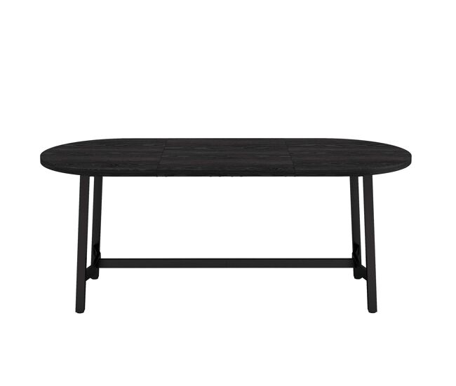 Mesa de jantar 180 x 80 x 75 cm — estilo simples, cantos arredondados, pernas de ferro, para 6 a 8 pessoas — preta