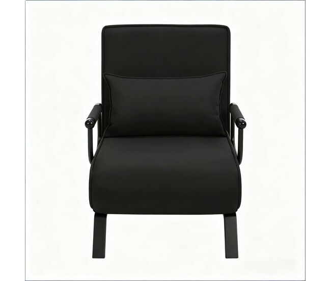 Poltrona-cama 65x75x78 cm - reclinável, transformável e extensível, com encosto ajustável para ver televisão - preto