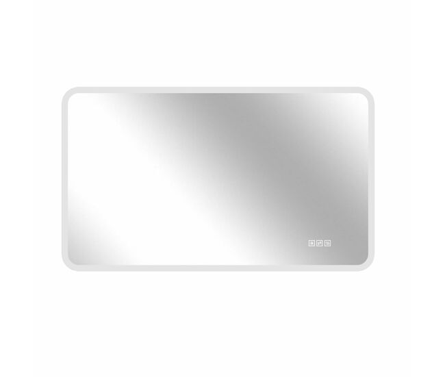 Espelho led para casa de banho 60 x 100 cm - borda em vidro fosco, iluminação frontal, antiembaciamento, 3 cores de luz, intensidade regulável, função
