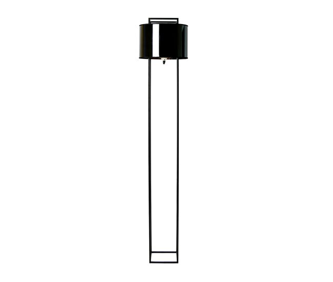 Candeeiro de pé pvc preto e dourado brilho e aço preto - e27, 1 lâmpada, 5w, 375 lm, 2700k, a++, ip20, cabo 320 cm