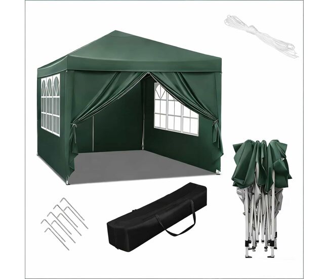 Gazebo de jardim 300x300 cm - proteção exterior para pátios, casamentos e eventos - verde