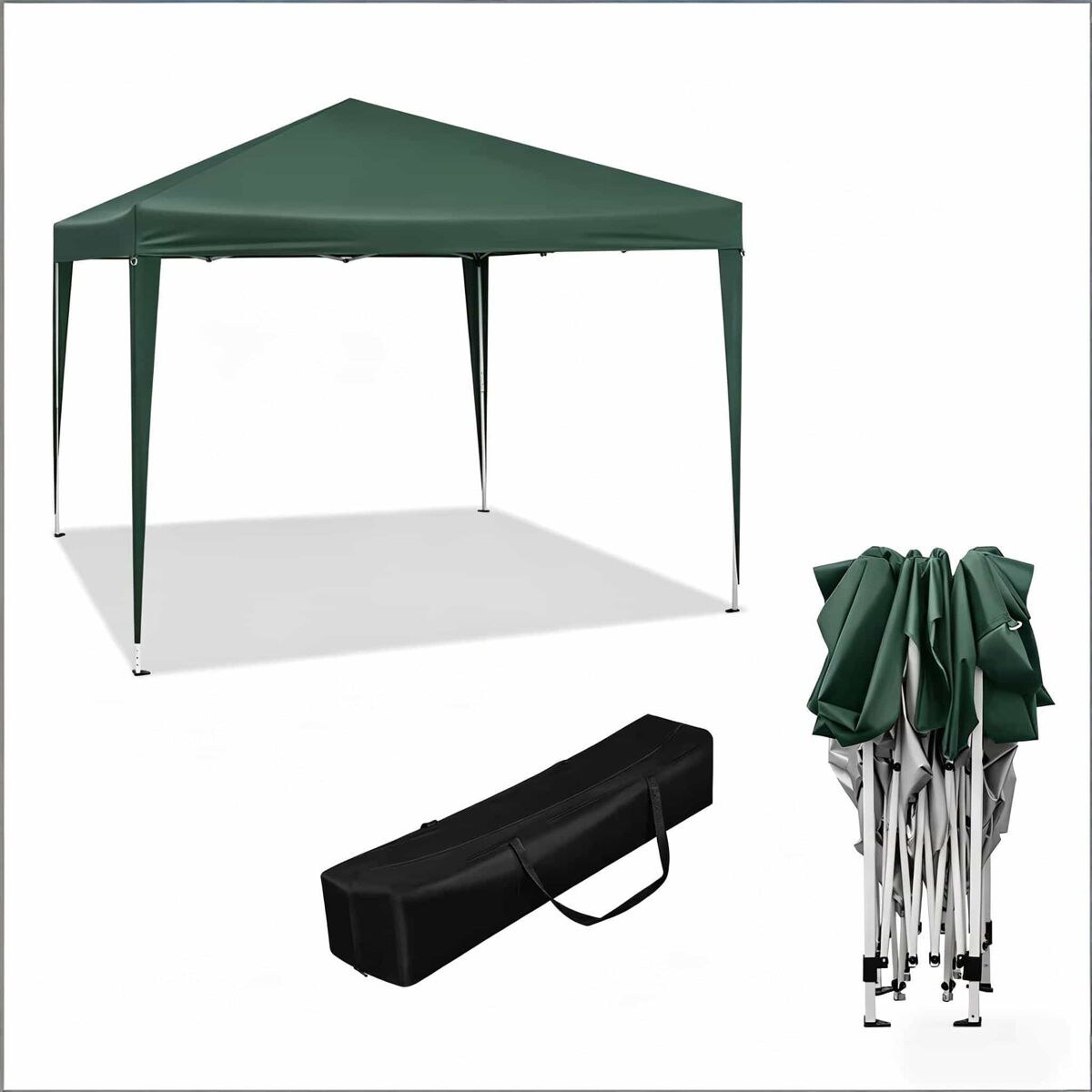 Gazebo dobrável 300x300 cm - portable com saco de transporte, cobertura retrátil para exterior e festas - verde