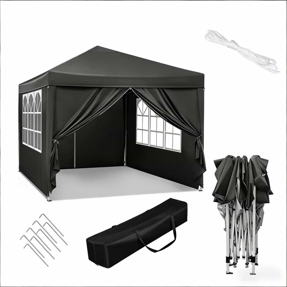 Gazebo de jardim 300x300 cm - resistente, ideal para pátios, casamentos, catering e eventos - cinzento