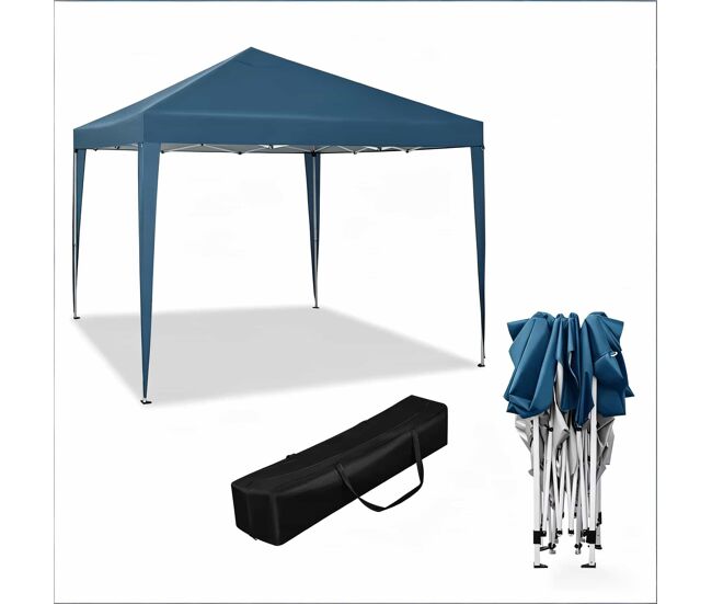 Gazebo dobrável 300x300 cm - portátil com cobertura pop up e saco de transporte para exterior - azul