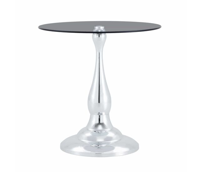 Mesa auxiliar redonda 50x50x51,5 cm - vidro temperado elegante com base estável para a sala de estar e o quarto - prateada