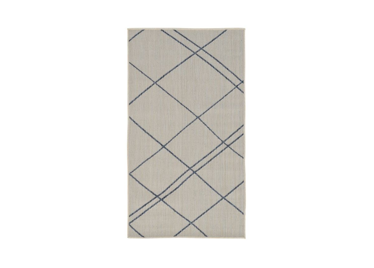 Tapete exterior 80x150 cm, branco/azul
